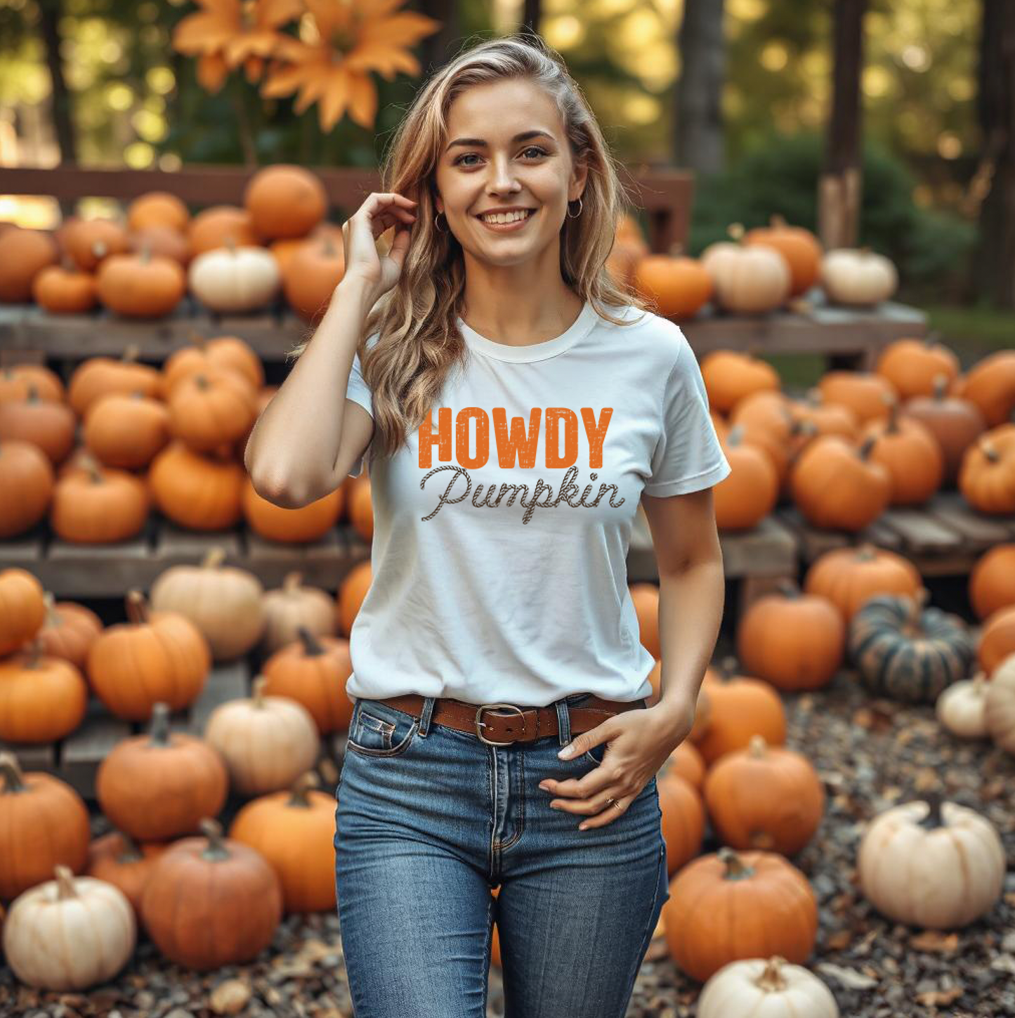 Howdy Pumpkin Shirt, Fall Graphic Tee, Rope Font Pumpkin Shirt, Country Western Autumn Shirt, Cute Southern Fall T-Shirt