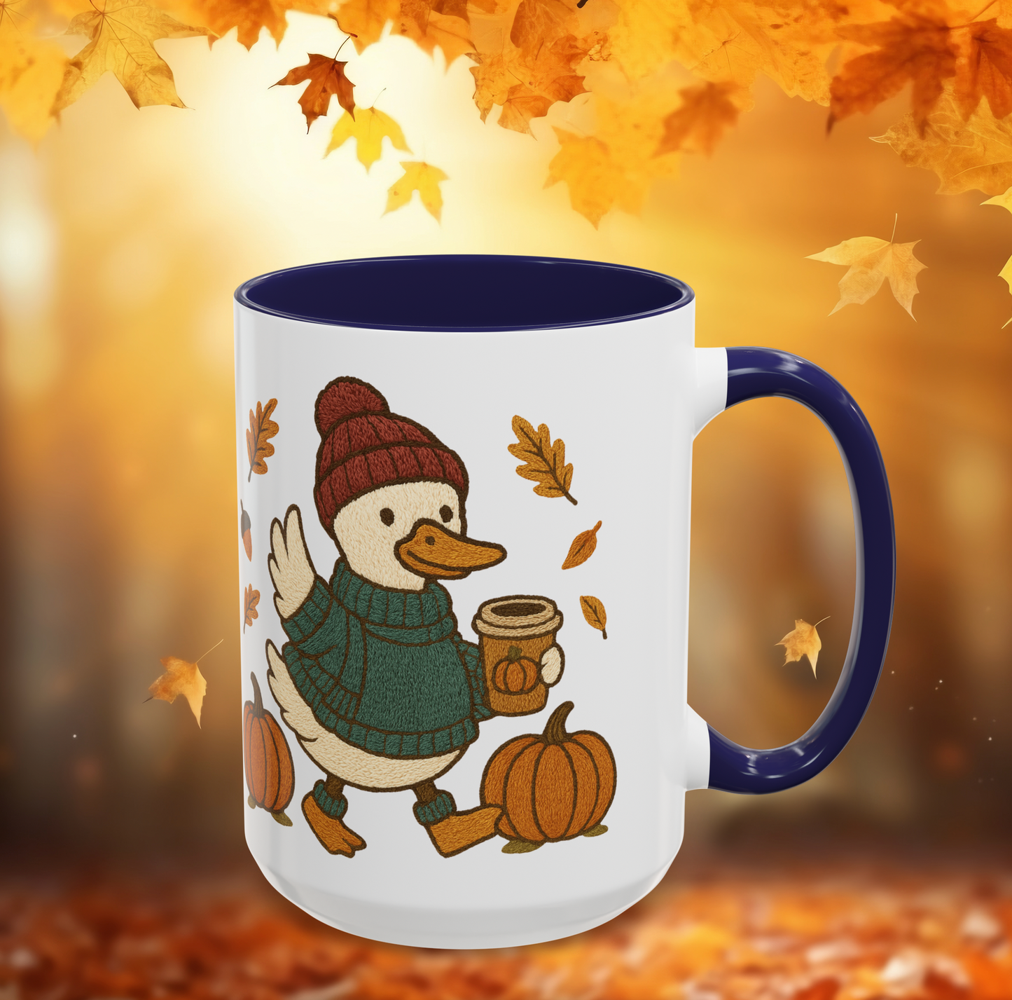 Cozy Fall Duck Mug — Autumn Coffee Cup (11oz / 15oz)