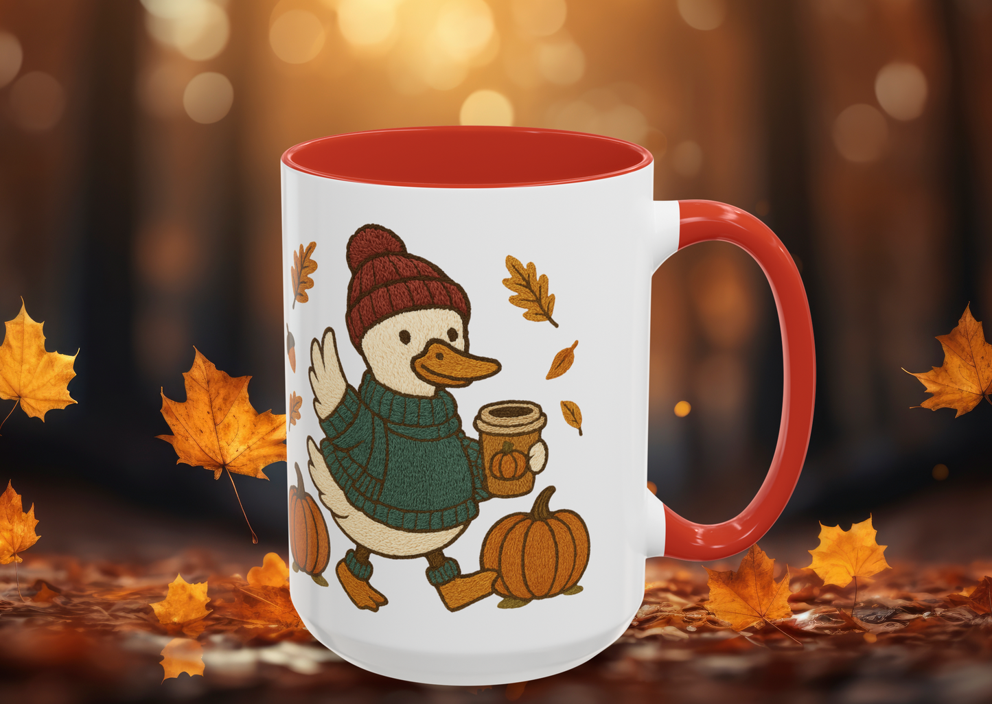 Cozy Fall Duck Mug — Autumn Coffee Cup (11oz / 15oz)