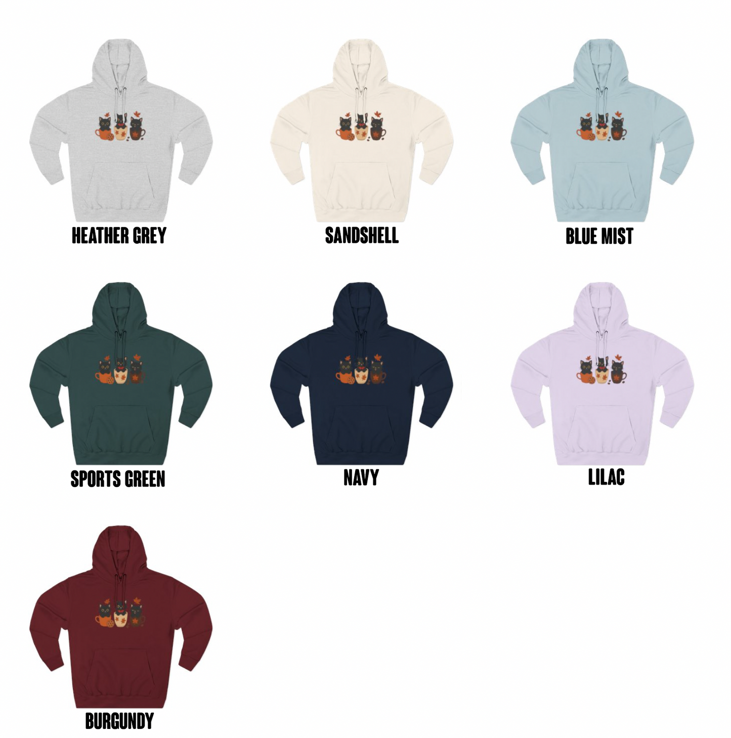 Cozy Cat-Themed Fleece Hoodie for Fall, Perfect for Cat Lovers, Halloween and Cozy Season, Cute Hoodie, Gift Idea, Autumn Vibe