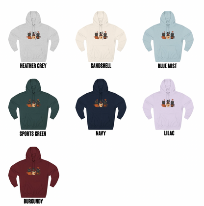 Cozy Cat-Themed Fleece Hoodie for Fall, Perfect for Cat Lovers, Halloween and Cozy Season, Cute Hoodie, Gift Idea, Autumn Vibe