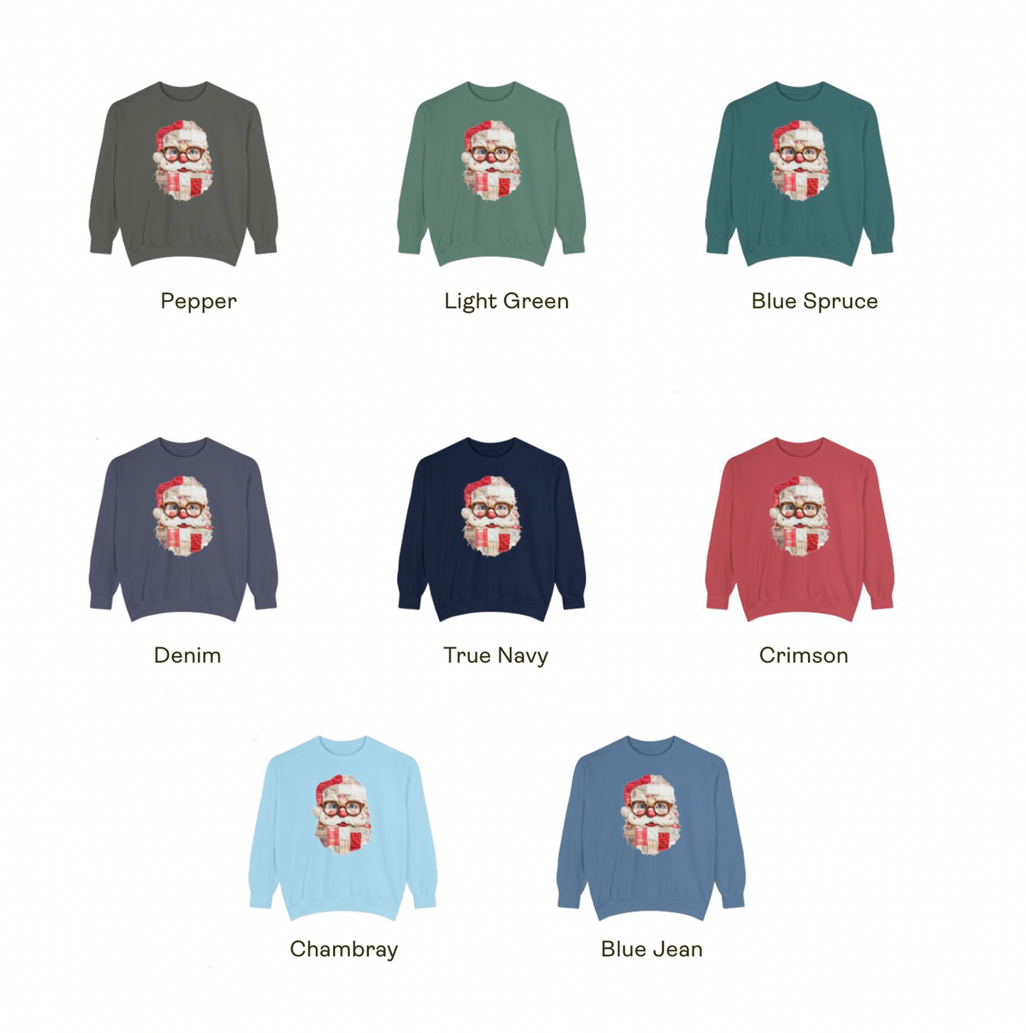 Patchwork Santa Faux Quilt Sweatshirt, Cozy Vintage Christmas Crewneck