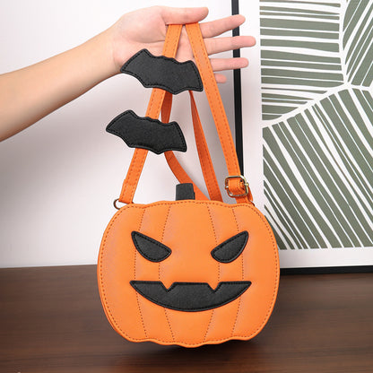 Funny Pumpkin Halloween Crossbody Bag – Cute Cartoon Bat Shoulder Bag for Women, Personalized Spooky Purse