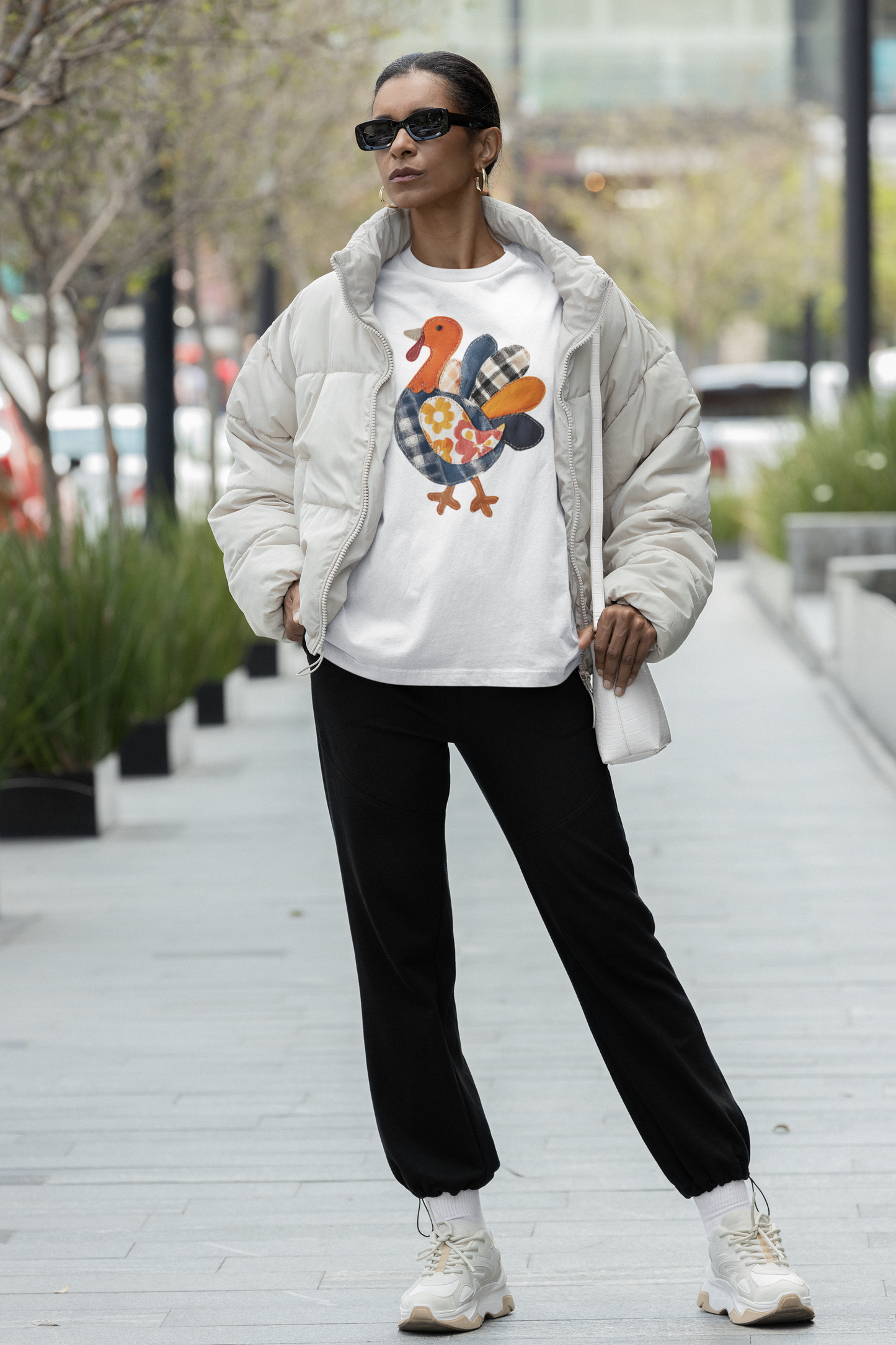 Thanksgiving Faux Patchwork Turkey Shirt, Unisex Fall Tee, Holiday Gift, Cozy Autumn Apparel, Festive Graphic T-shirt, Harvest Wear