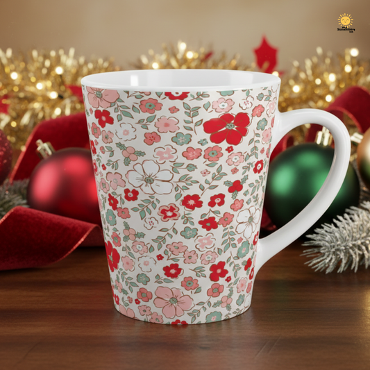 Christmas Floral Latte Mug | 12oz Cottagecore Holiday Mug | Vintage Floral Tea Cup | Cozy Winter Gift for Her | Sassy Christmas Mug