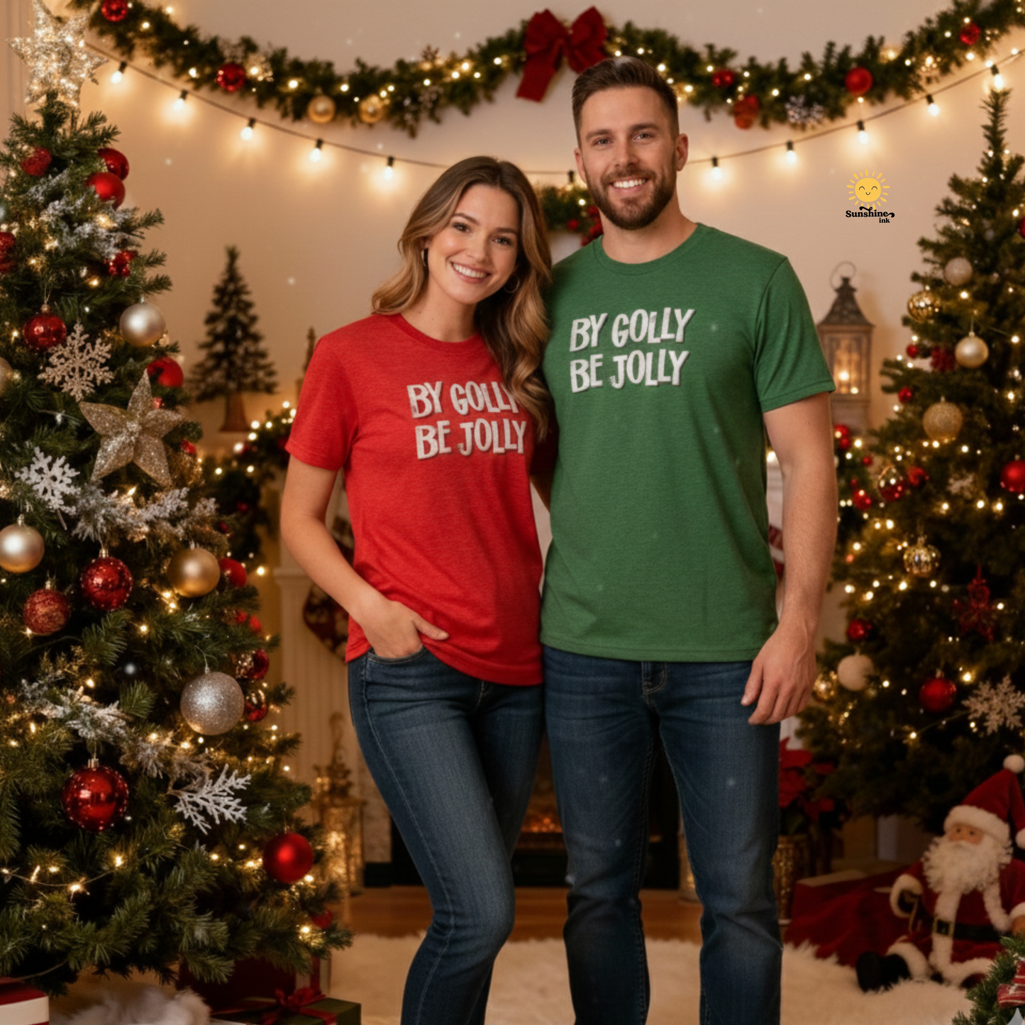 Festive Holiday Tee | By Golly Be Jolly, Unisex Christmas Shirt, Casual Holiday Wear, Matching Christmas Tshirts