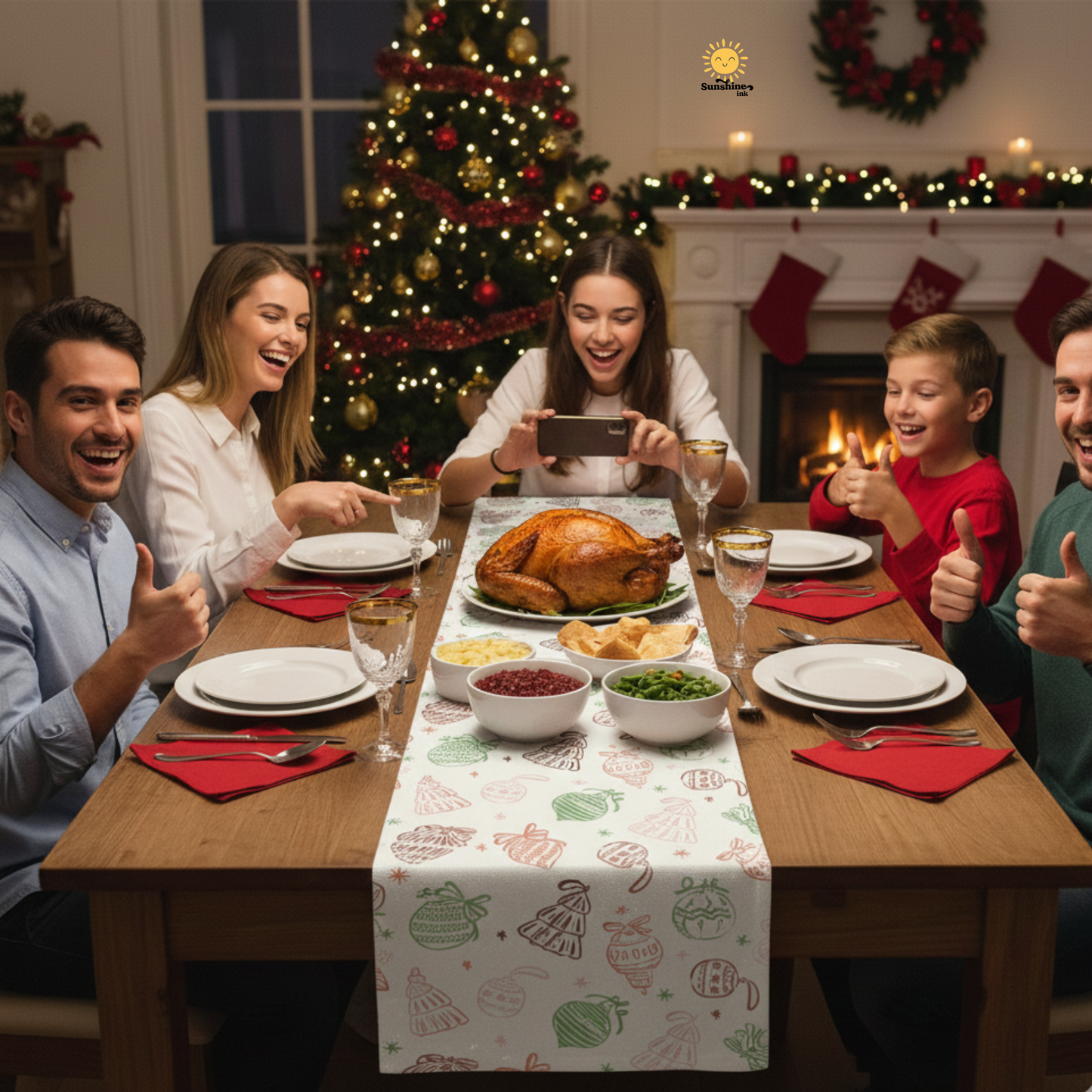 Festive Freedom Table Runner, A Playfully Rebellious Holiday Statement, Subtle Anti Trump Table Runner, Cotton Polyester