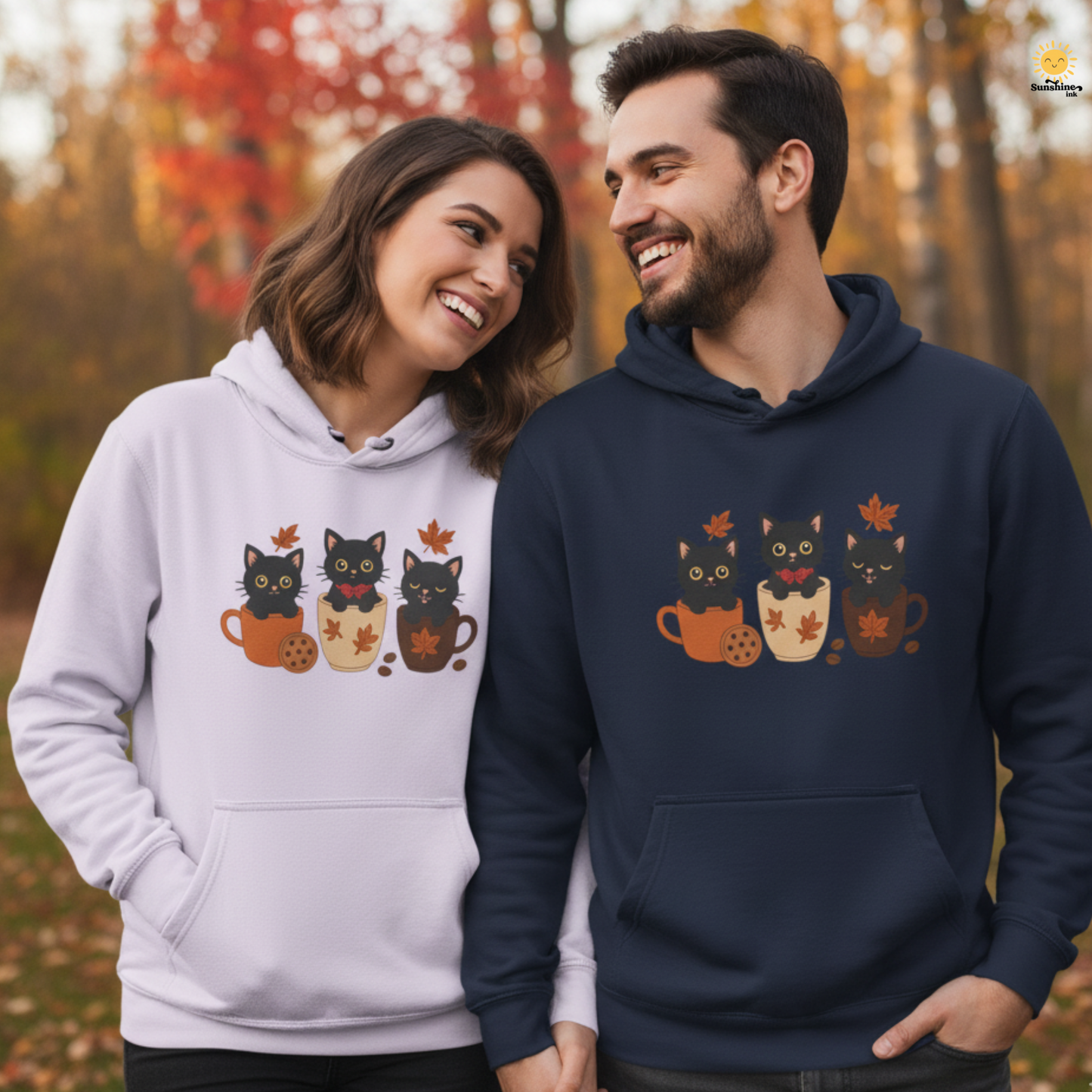 Cozy Cat-Themed Fleece Hoodie for Fall, Perfect for Cat Lovers, Halloween and Cozy Season, Cute Hoodie, Gift Idea, Autumn Vibe