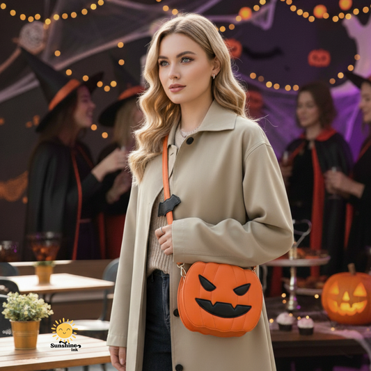 Funny Pumpkin Halloween Crossbody Bag – Cute Cartoon Bat Shoulder Bag for Women, Personalized Spooky Purse