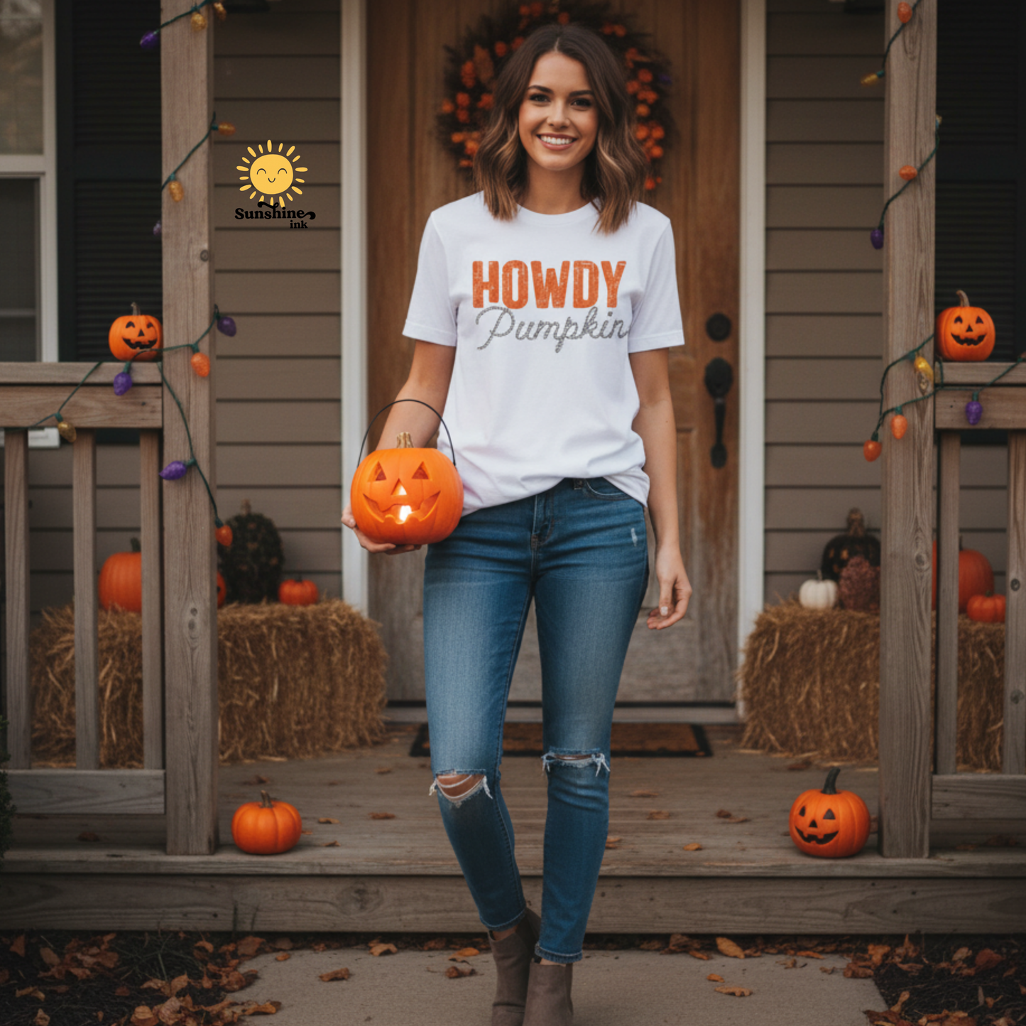 Howdy Pumpkin Shirt, Fall Graphic Tee, Rope Font Pumpkin Shirt, Country Western Autumn Shirt, Cute Southern Fall T-Shirt