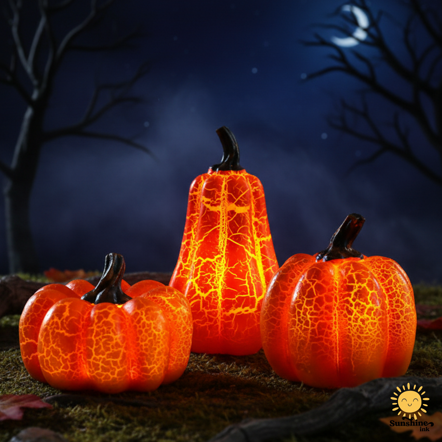 Halloween Pumpkin Lantern – LED Candle Lamp, Resin Luminous Pumpkin Decoration for Indoor & Outdoor Halloween Decor