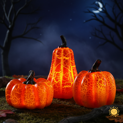 Halloween Pumpkin Lantern – LED Candle Lamp, Resin Luminous Pumpkin Decoration for Indoor & Outdoor Halloween Decor