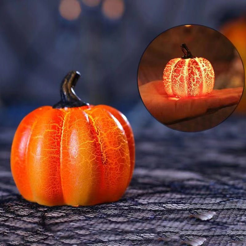 Halloween Pumpkin Lantern – LED Candle Lamp, Resin Luminous Pumpkin Decoration for Indoor & Outdoor Halloween Decor
