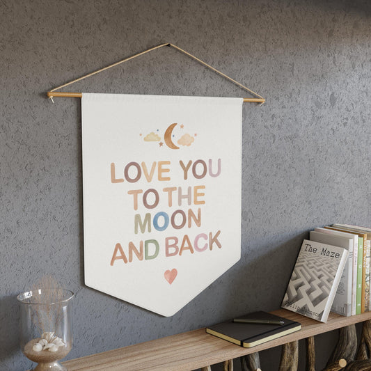 Pennant Wall Decor, Hanging Decoration, Nursery Wall Hanging, Baby Toddler Gift, Nursery Decor, Wall Art - love you to the moon and back,