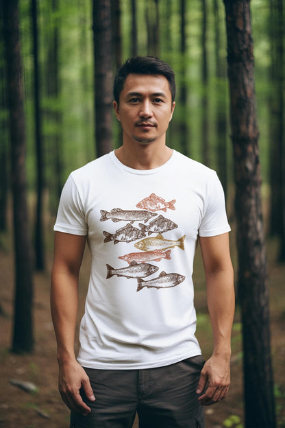 School of Fish Fishing Shirt  Fisherman Gift, Unisex T-Shirt or Long Sleeve, Funny Fish Tee, Outdoor Fishing Apparel for Men, Father's Day