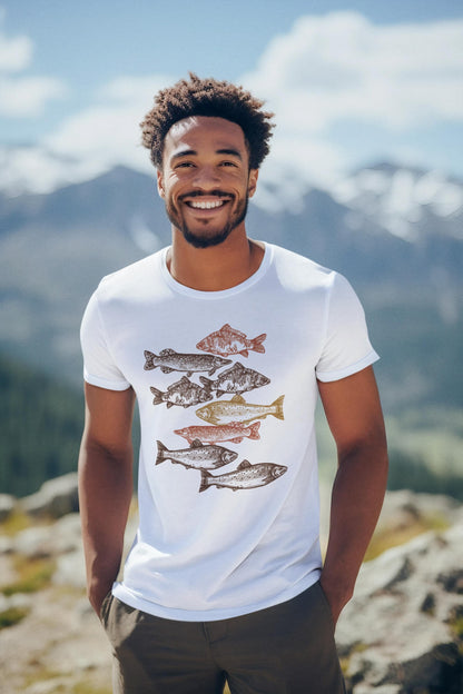School of Fish Fishing Shirt  Fisherman Gift, Unisex T-Shirt or Long Sleeve, Funny Fish Tee, Outdoor Fishing Apparel for Men, Father's Day