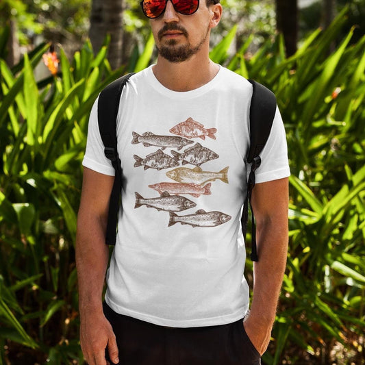 School of Fish Fishing Shirt  Fisherman Gift, Unisex T-Shirt or Long Sleeve, Funny Fish Tee, Outdoor Fishing Apparel for Men, Father's Day