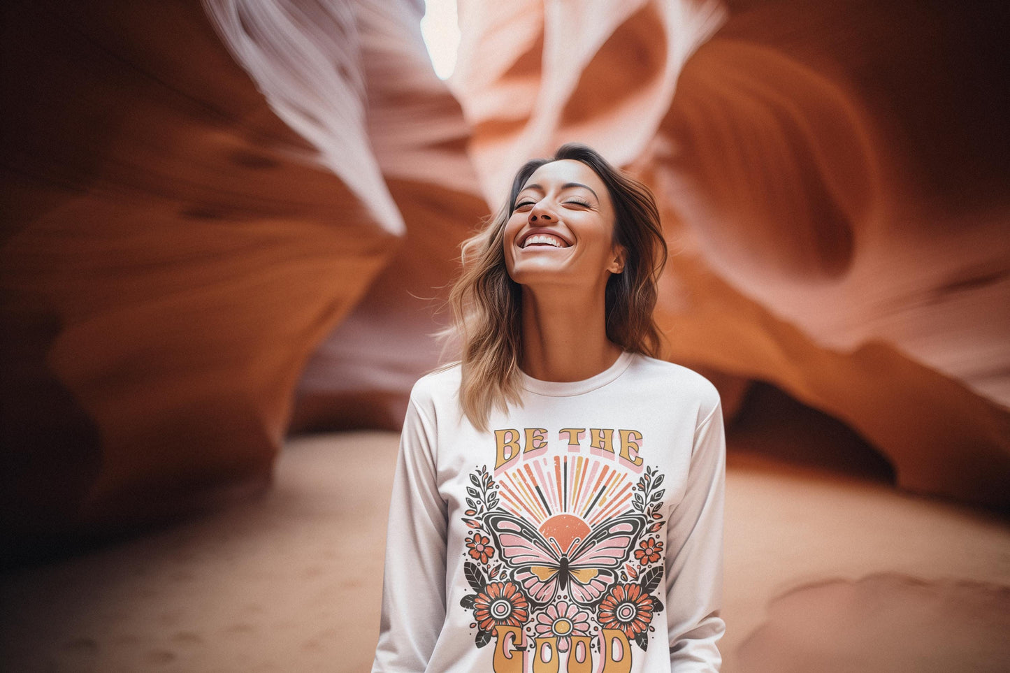 Be the Good Retro Long Sleeve T-Shirt, Vintage Graphic Tee, Inspiring Shirt, Boho Gift for Her or Him