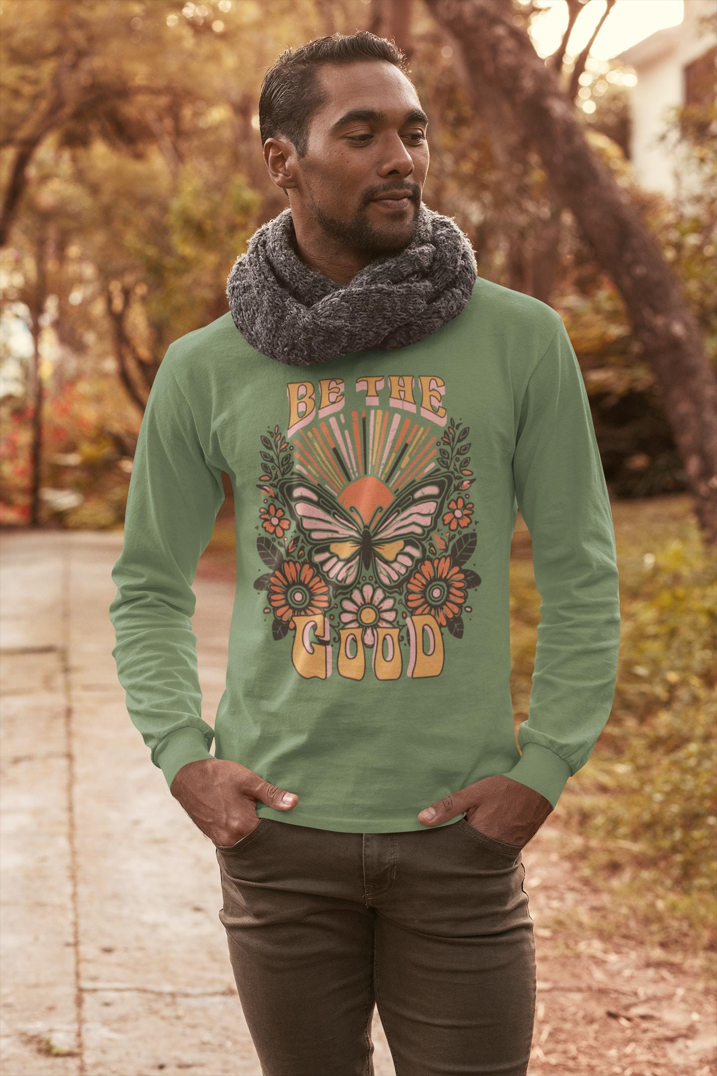 Be the Good Retro Long Sleeve T-Shirt, Vintage Graphic Tee, Inspiring Shirt, Boho Gift for Her or Him
