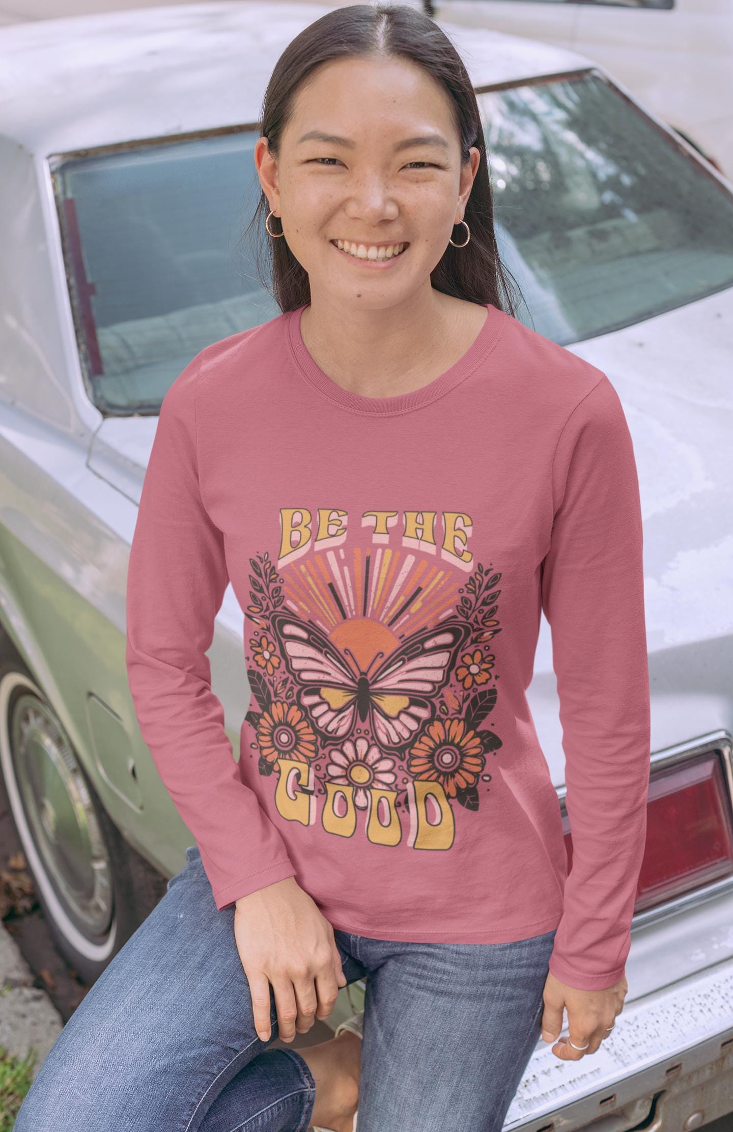 Be the Good Retro Long Sleeve T-Shirt, Vintage Graphic Tee, Inspiring Shirt, Boho Gift for Her or Him