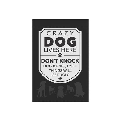 Outdoor Flag, Funny Dog Yard Sign, Crazy Dog Lives Here, Dog Flag for Yard, Garden Decor, House Banner, Dog Lover Gift, Pet Owner Sign, Dog