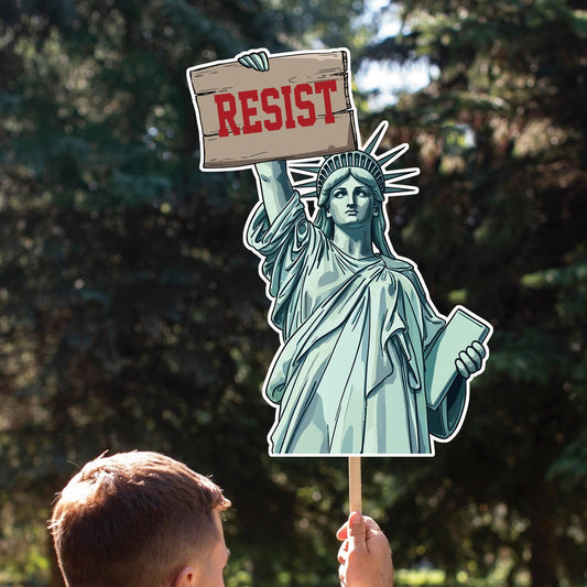 Statue Of Liberty Resist Fascism, Big Face on a Stick.  - 4 sizes