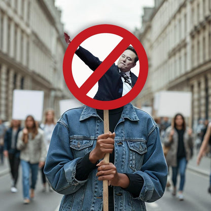 Anti Elon Stiff-Arm Salute, Protest Sign, Big Face on a Stick, Big Face Cut Out, Head on a stick.  - 4 sizes