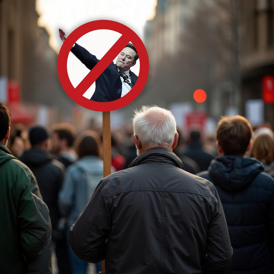 Anti Elon Stiff-Arm Salute, Protest Sign, Big Face on a Stick, Big Face Cut Out, Head on a stick.  - 4 sizes