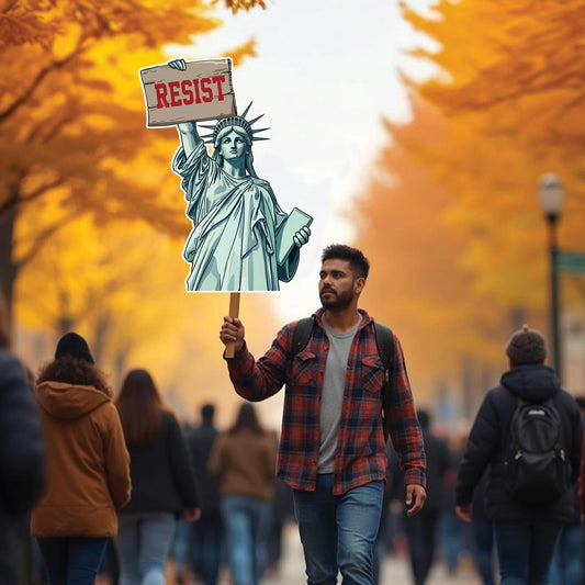 Statue Of Liberty Resist Fascism, Big Face on a Stick.  - 4 sizes