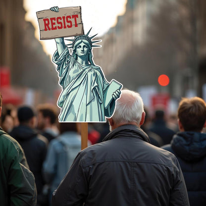 Statue Of Liberty Resist Fascism, Big Face on a Stick.  - 4 sizes