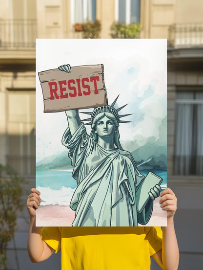 Statue Liberty Resist Board Protest Sign, Anti Trump Resistance Nope To Fascism, Political Activist Poster, Protest Poster