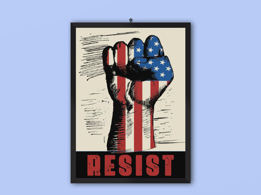 USA Resist Board Protest Sign, Anti Trump Resistance, No To Fascism, Political Activist Poster, Protest Poster