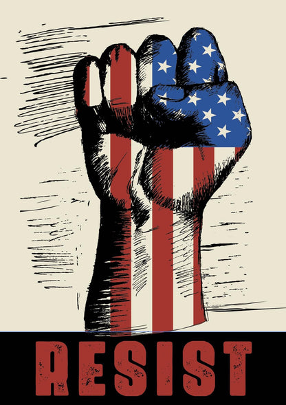 USA Resist Board Protest Sign, Anti Trump Resistance, No To Fascism, Political Activist Poster, Protest Poster