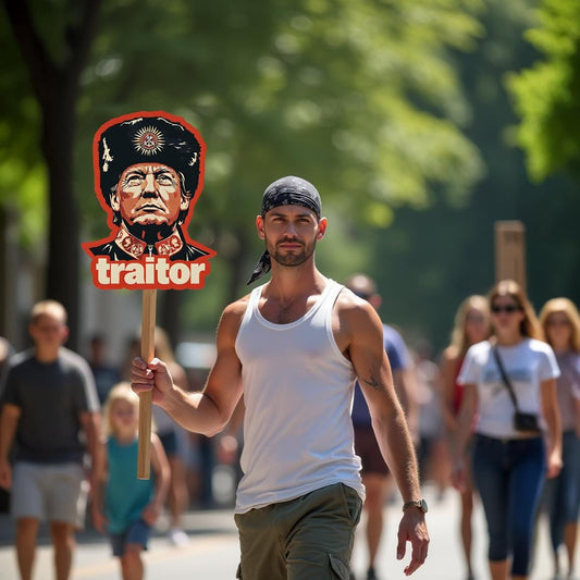 Anti Trump Traitor Protest Sign, Big Face on a Stick, Big Face Cut Out, Head on a stick.  - 4 sizes