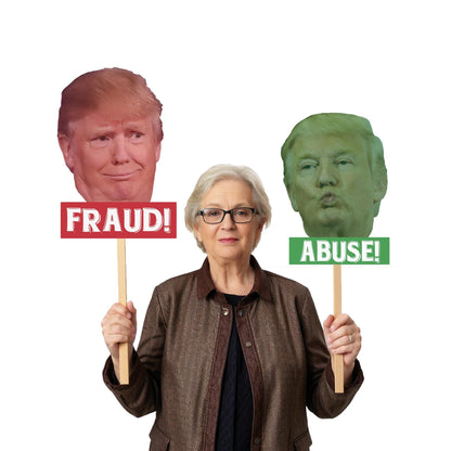 Trump Protest Signs  Fraud & Abuse Big Head Cutouts | Funny Political Rally Props | Anti Trump Demonstration Poster Set - 4 sizes