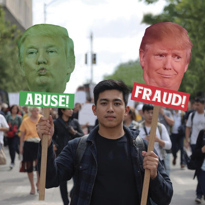 Trump Protest Signs  Fraud & Abuse Big Head Cutouts | Funny Political Rally Props | Anti Trump Demonstration Poster Set - 4 sizes