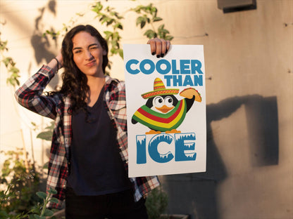 Cooler Than ICE Protest Poster, Funny Anti-ICE Wall Art, Pro-Immigrant Penguin Poster, Satirical Social Justice Print, Activist Decor