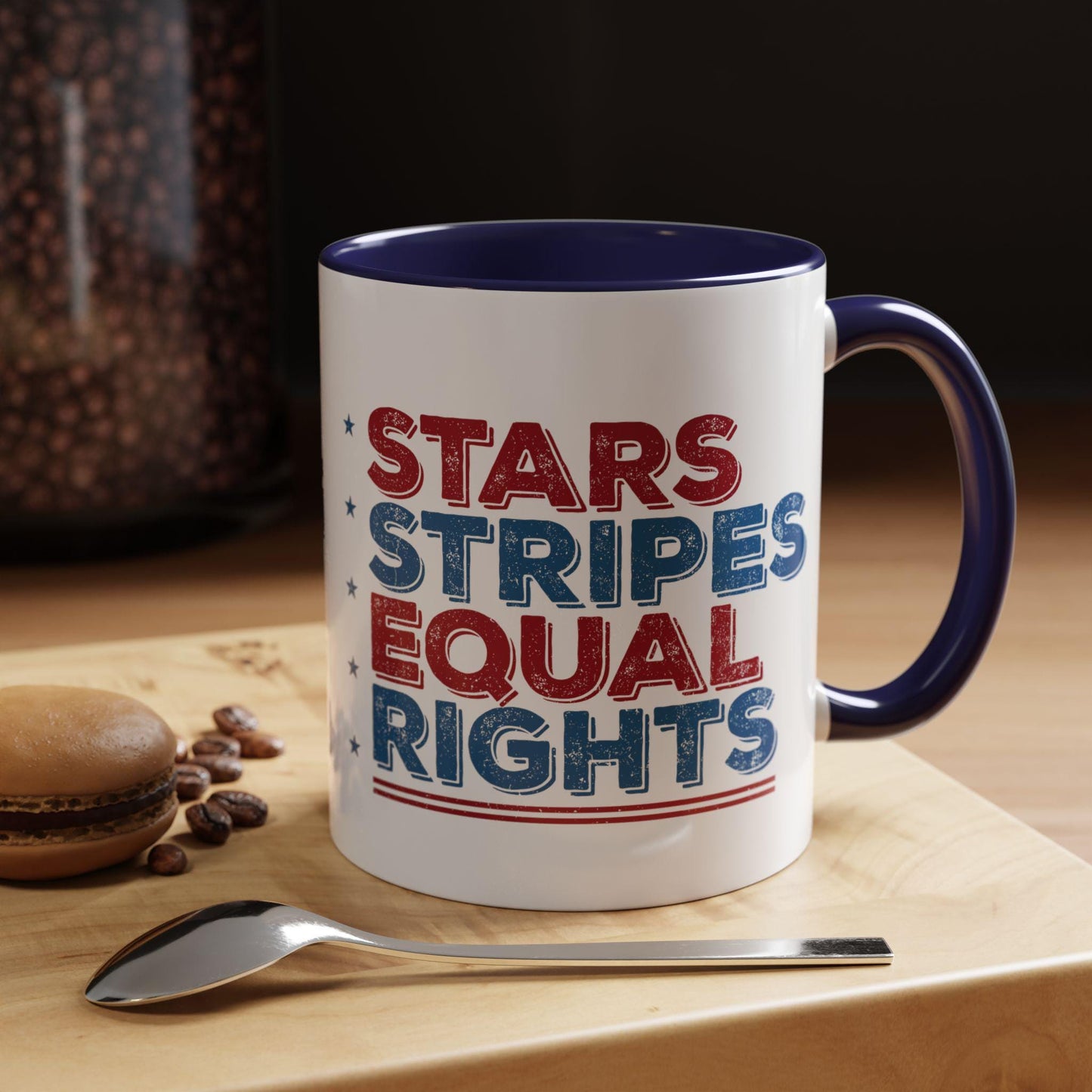 Red White and Brew, Stars Stripes Equal Rights Mug - Patriotic Progressive Coffee Cup - Feminist Anti-Trump Drinkware -  (11, 15oz)