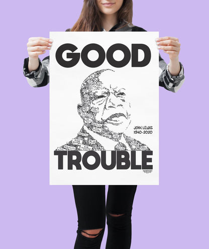 John Lewis “Good Trouble Lives On Poster, Civil Rights Quote Wall Art,Protest Poster, Black History Artwork  July 17 Good Trouble Day