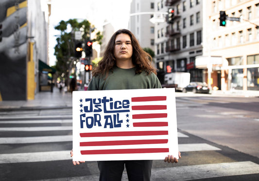 Justice for All Protest Poster | Feminist Political Banner | Pro Immigrant Equality March Poster | Rally Decor