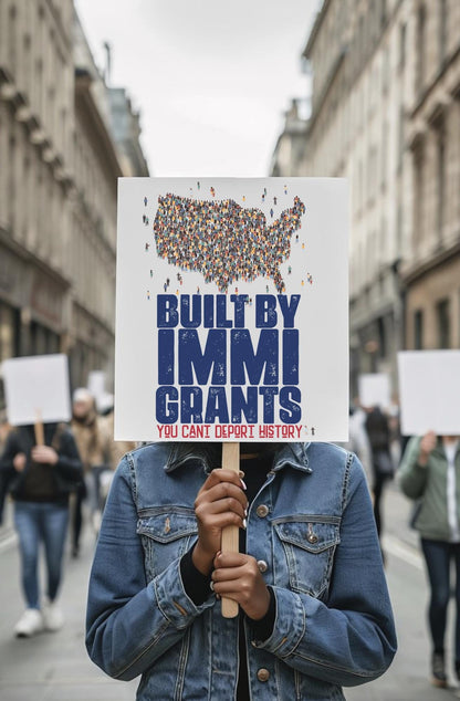 Built by Immigrants Protest Poster  You Cant Deport History | Pro Immigration Wall Art | Activist Sign for Marches, Offices, or Home