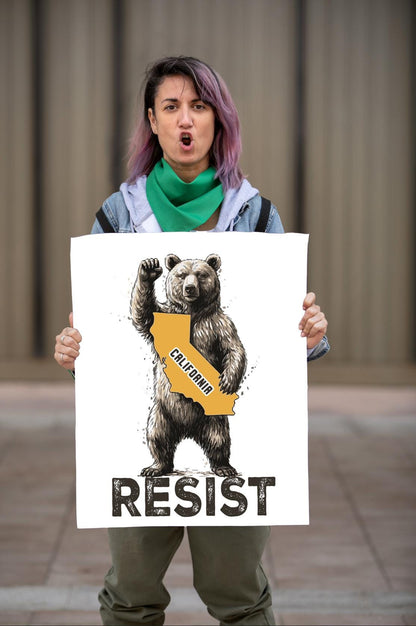 CALIFORNIA RESIST Poster  Protest Art for Defenders of Liberty | Anti-ICE | Anti-Trump | Civil Rights Movement Decor