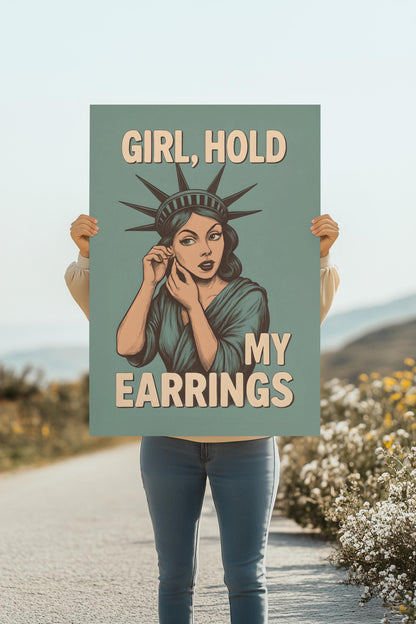 Statue of Liberty Protest Poster - Anti-Trump Feminist Art - Liberty Ready to Fight - Political Resistance Wall Print - Empowerment Decor