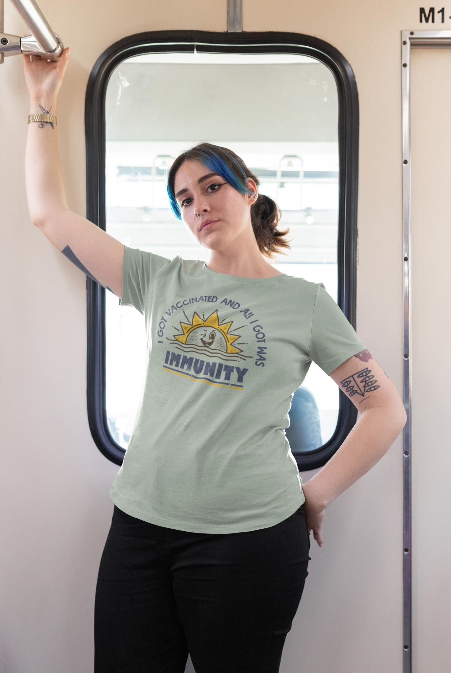Funny Pro-Vaccine T-Shirt "I Got Vaccinated and All I Got Was Immunity"