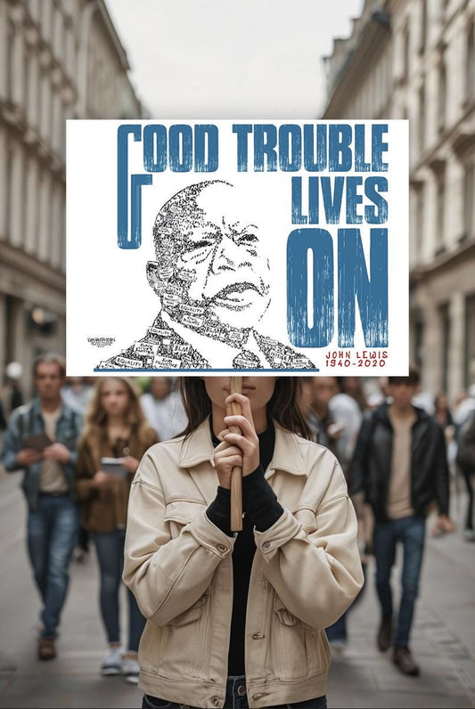John Lewis “Good Trouble Lives On Poster, Civil Rights Quote Wall Art,Protest Poster, Black History Artwork  July 17 Good Trouble Day