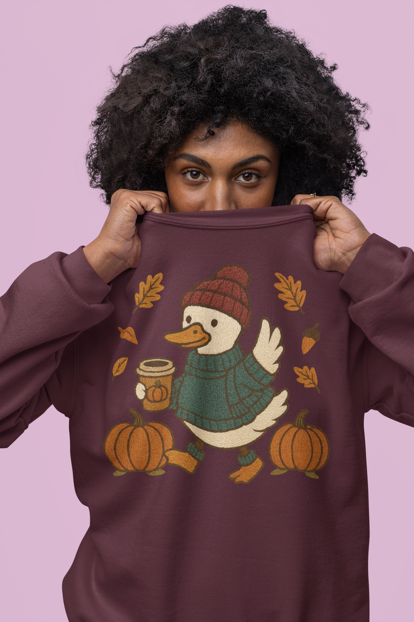 Cozy Autumn Goose Sweatshirt, Pumpkin, Fall Fashion, Unisex Crewneck, Halloween Gift, Seasonal Wear, Nature Lover's Apparel